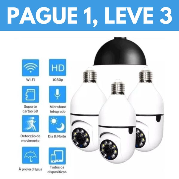 (PAGUE 1 LEVE 3) Câmera de Segurança Full HD Wi-Fi Inteligente 360°